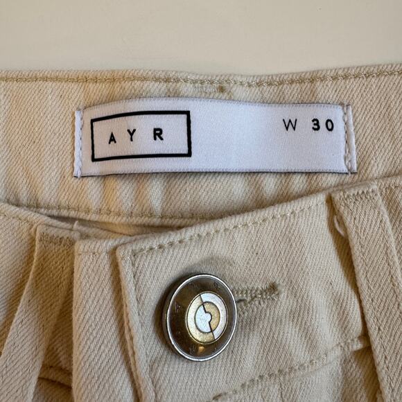 AYR‎ The Secret Sauce Straight Leg Pants Size 30 Cream Jeans Off White Denim EUC - Picture 14 of 16